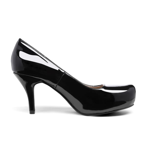 Classic Closed Toe 3 Inch Heels Pumps - BLACK PAT - 1